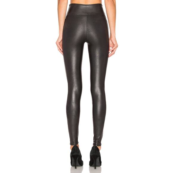 Spanx Faux Leather Black Leggings Medium Shaping High Rise - Picture 3 of 10